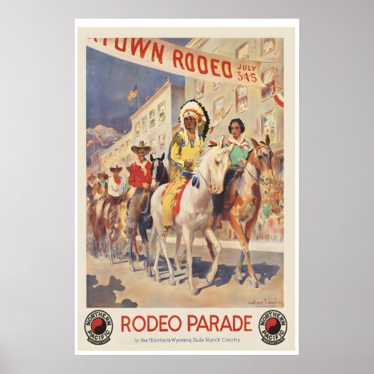 Parade de Rodéo dans le Montana Affiche de Voyage (Devant)