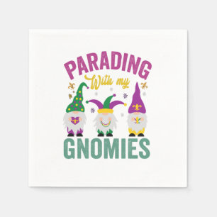 Parade met mijn Gnomies Grappige Mardi Gras Gnomen Servet