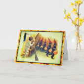 Parade of Black Cats Jolly Halloween Kaart (Gele Bloem)