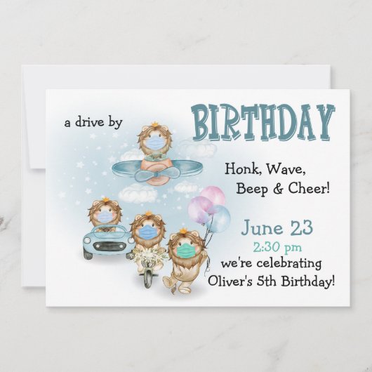 Parade of Lions drive by Birthday Kaart (Voorkant)