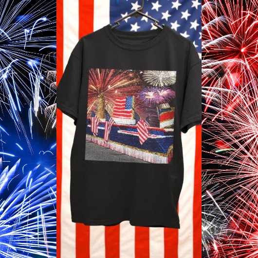 Parade with Statue of Liberty Float and Flag T-shirt