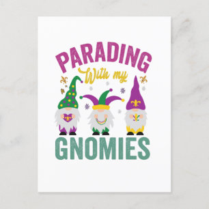 Paraderen met mijn Gnomies Funny Mardi Gras Kabout Briefkaart