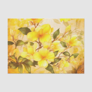 PARADIJS geel tropisch bloemendecoupage papier