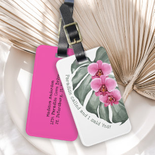 Paradijs genaamd Funny Tropical Floral Bagagelabel