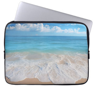 Paradijs strand golven scène oceaan zand eiland laptop sleeve