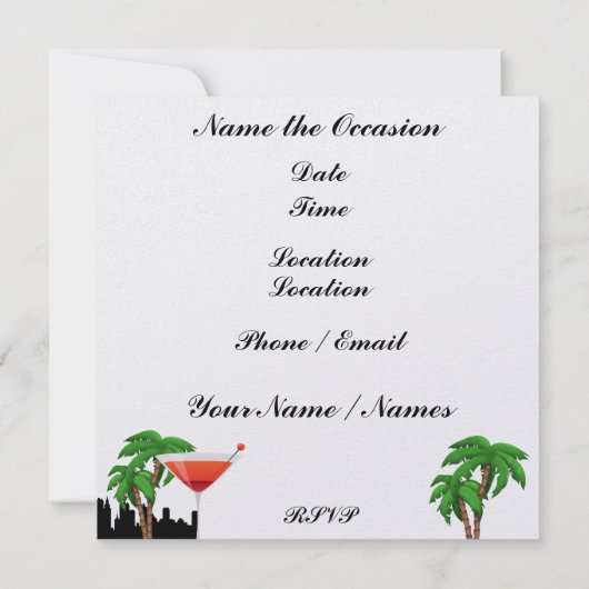 Paradijsfeest in stijl heldere lichten - SRF Kaart (Achterkant)