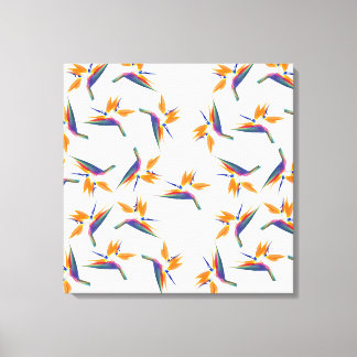 Paradijsvogel bloempatroon canvas afdruk
