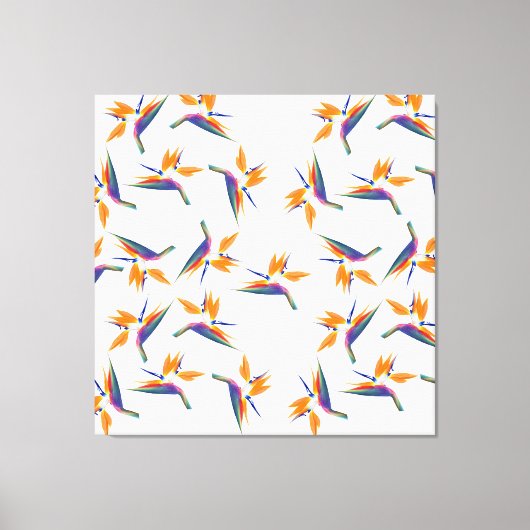 Paradijsvogel bloempatroon canvas afdruk (Voorkant)