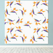 Paradijsvogel bloempatroon canvas afdruk (Insitu (Houten vloer))