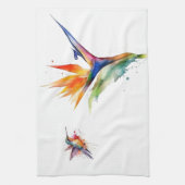 Paradijsvogel en kolibrie in waterverf theedoek (Verticaal)