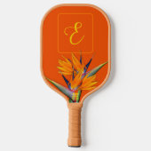 Paradijsvogelmonogram Initiaal Sinaasappel Pickleball Paddle (Achterkant)