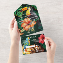 Paradijsvogels oerwoud monstera leaf bruiloft