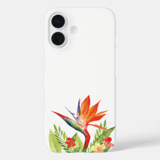Paradijsvogels waterverf bloemen iPhone 16 hoesje