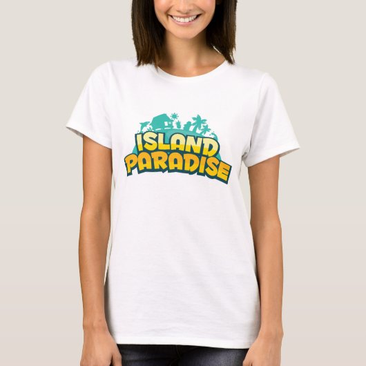 Paradis d'île - le T-shirt jaune des femmes (Devant)