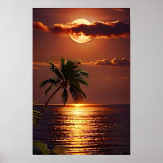 Paradis du coucher de soleil d'or | Poster de mur