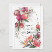 Paradis floral tropical Invitations de mariage or (Devant)
