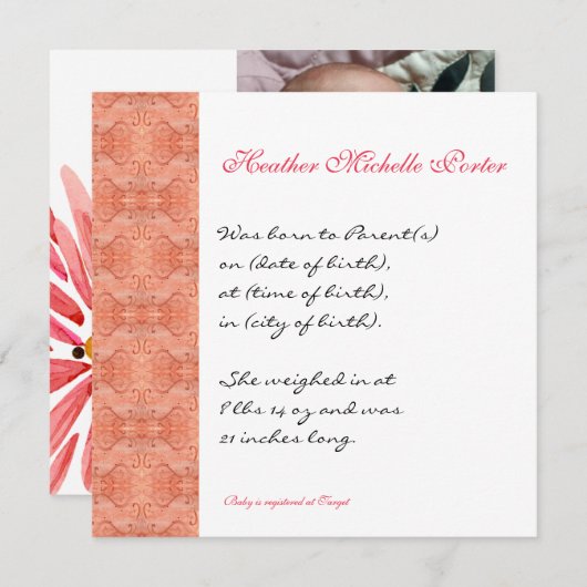 Paradis Moderne Fleur 1, Faire-part de mariage (Devant / Derrière)