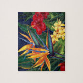 Paradis tropical Hawaï Puzzle floral avec étoffe (Vertical)