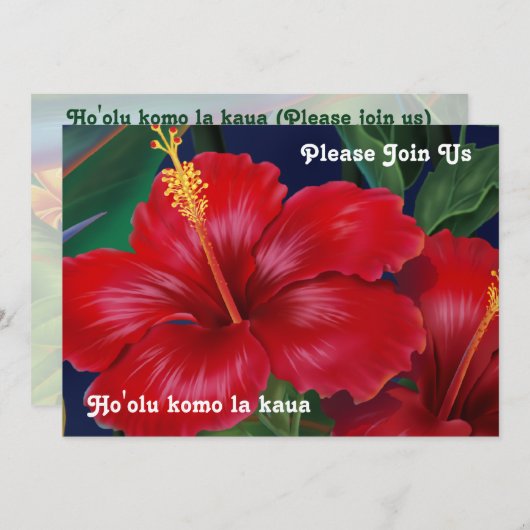 Paradis tropical Hibiscus Luau Invitations (Devant / Derrière)