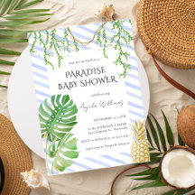 Paradise Baby Shower Tropische Botanische Blauwe