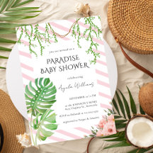 Paradise Baby Shower Tropische Botanische Roze
