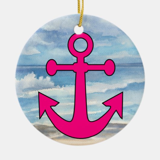Paradise Beach Anchor Keramisch Ornament (Voorkant)
