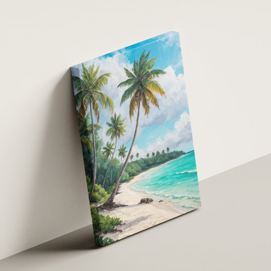Paradise Beach Palm Trees Canvas Afdruk