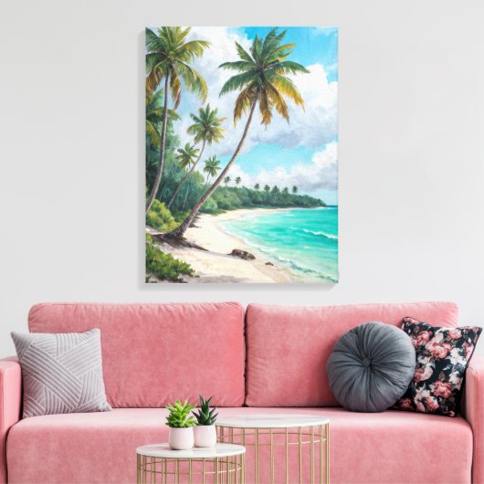 Paradise Beach Palm Trees Canvas Afdruk (Insitu (Woonkamer))