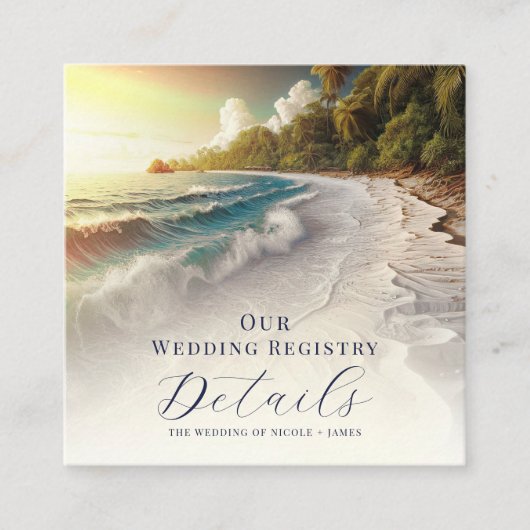 Paradise Beach Sunset Coastal Registry QR-code Vierkante Visitekaartje (Voorkant)
