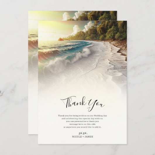 Paradise Beach Sunset Kustbruiloft Dank u Kaart (Voorkant / Achterkant)