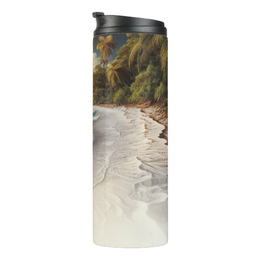 Paradise Beach Sunset Rustieke Kust Thermosbeker (Geroteerd rechts)