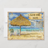 Paradise bestemming, tropisch strand opslaan op da save the date (Voorkant)