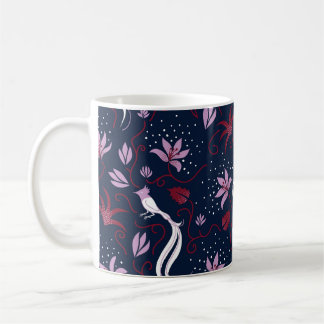 Paradise Birds: bloeiend patroon. Koffiemok