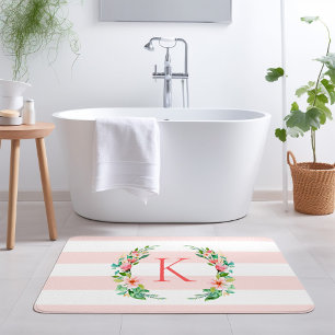 Paradise Bloemen en Strepen Monogram Badmat
