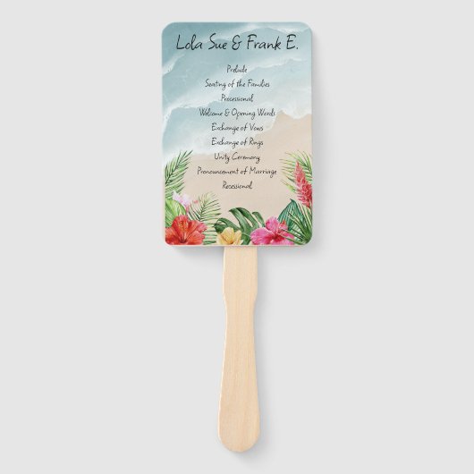 Paradise Blooms Wedding Program Fan Handwaaier (Voorkant)