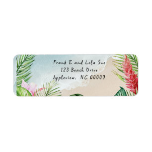 Paradise Blooms Wedding Return Adres Label