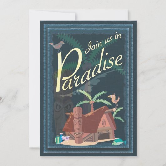 Paradise Blue Hawaii Margarita Party Invitation Kaart (Voorkant)