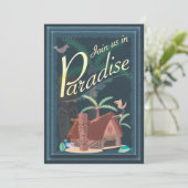 Paradise Blue Hawaii Margarita Party Invitation Kaart (Staand voorkant)