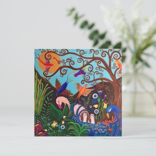 Paradise Fantasy Landschap met vogels Kaart (Staand voorkant)