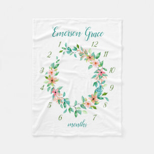 Paradise Floral Baby Meisje Maandelijkse Mijlpaal  Fleece Deken