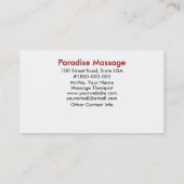 Paradise Massage Visitekaartje (Achterkant)