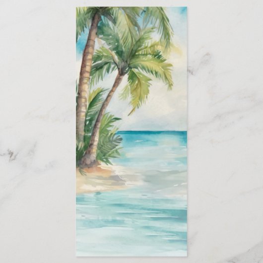 Paradise Palms Tropical Beach Bruiloft Menu (Achterkant)