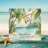 Paradise Palms Tropical Beach Bruiloft Save The Date