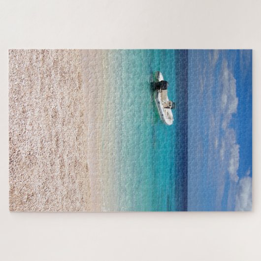 Paradise - Speedboot in het blauwe zee Legpuzzel (Horizontaal)