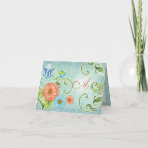 Paradise Tortelduifjes Modern Floral Swirl Damask Kaart
