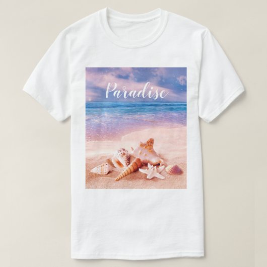 Paradise Zee Beach Shells T-shirt (Design voorkant)