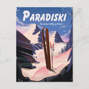 Paradiski Tarentaise Valley, Frankrijk, skireclame Briefkaart
