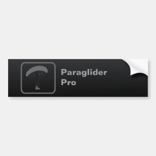'Paraglider Pro' Slogan Black Bumpersticker