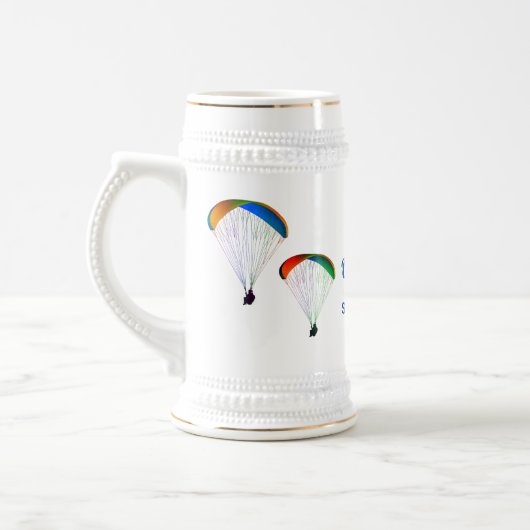 Paragliders met kleurrijke vleugels + uw eigen tek bierpul (Links)