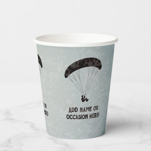 Paragliding thema Grijs Metaal Look mannenfeest Papieren Bekers (Achterkant)